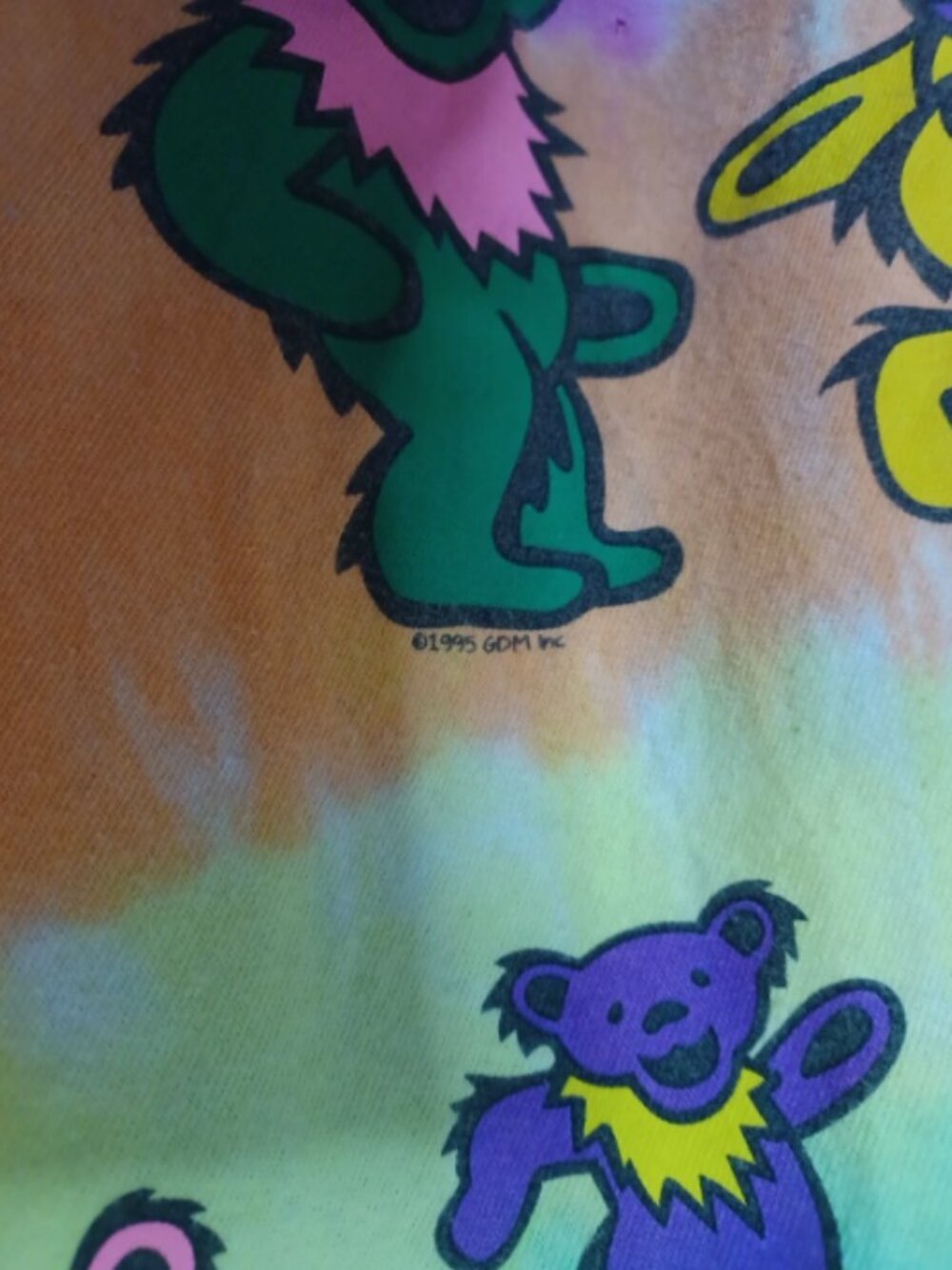 Grateful Dead T-shirt Sz XL Liquid Blue Dancing Bear Vintage 1995 Tie Dye Spiral - Picture 3 of 5